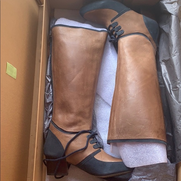 NIB Anthopologie Navy Blocked Knee-Boots - Picture 6 of 9